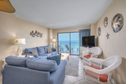 The ocean front living room is fabulous for movie night with the family.