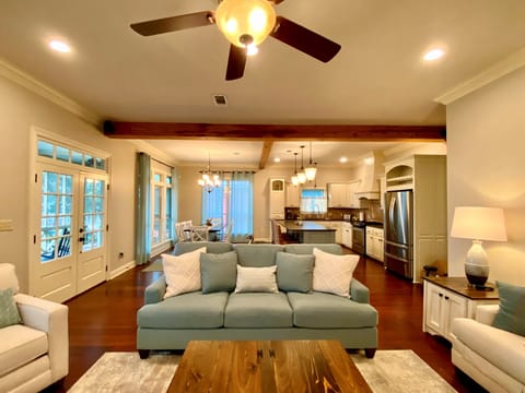 Living Room looking into Kitchen and Dining Room