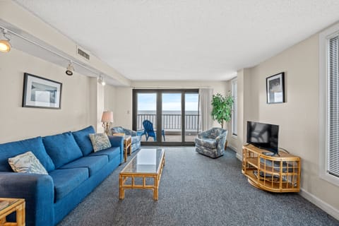 The ocean front living room is fabulous for movie night with the family.