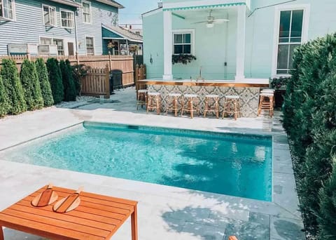 Private heated swimming pool and wet bar