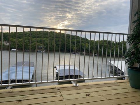 Evening deck view, brand new deck, fishing on those docks is a great family time