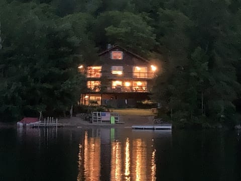 Beautiful night view from kayak on the lake