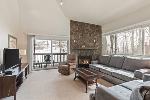 Premier Snow Flower Condominium 130's living room with sleeper sofa.