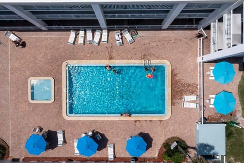 drone shot of the pool