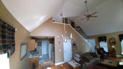 View of open loft bedroom to show privacy.