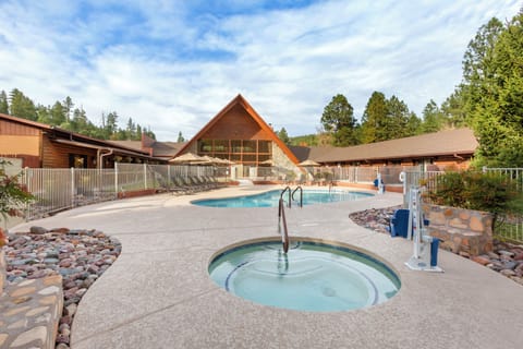Unwind in the sparkling pool with soothing spa bubbles.