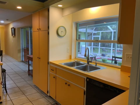 Kitchen with view to pool 