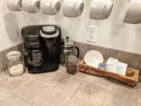 Start your morning with a steaming cup of coffee or tea. 