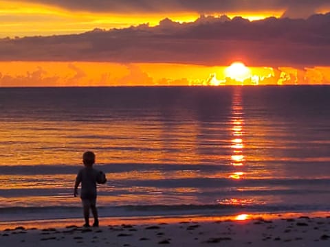 Sunset at the beach with grandboy
