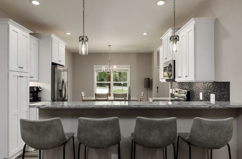 counter height bar into kitchen