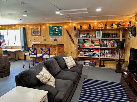 Garage entertainment room. AKA Johnny Seashells.