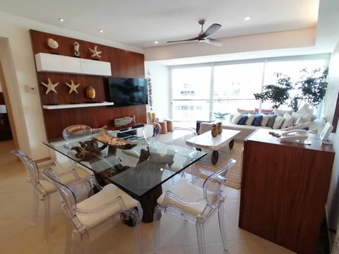 Dinig Room and Living Room with access to private deck
