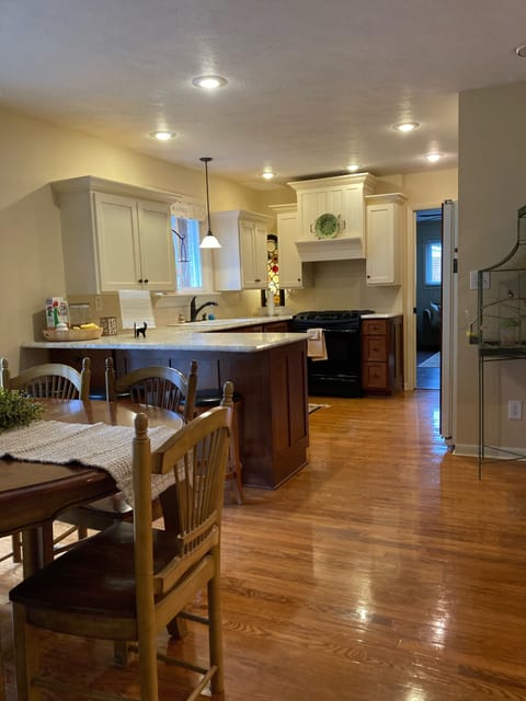 Looking down to the family room  