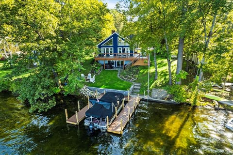 View of the property from the lake showing Dockspace.
