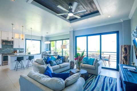 Common area; living room, kitchen, and dining table.