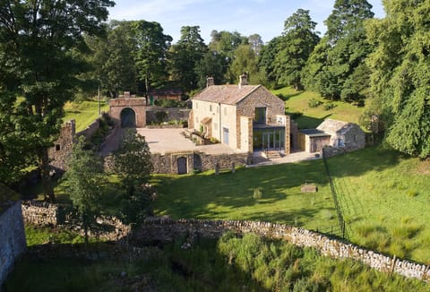 Aerial view of the large, private garden