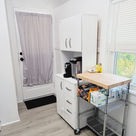 Private entrance from the kitchen.  Self check-in and check-out.