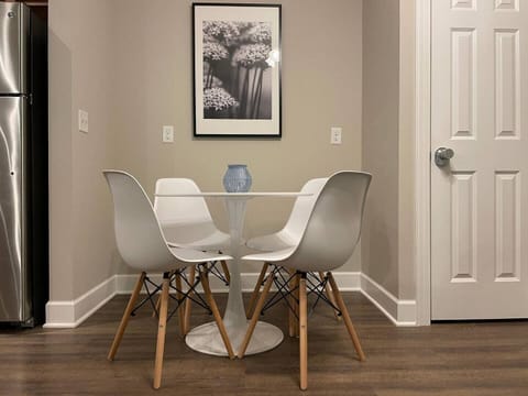 A dining table perfect for getting work done,  a nice dinner, or a competitive board game. :) 