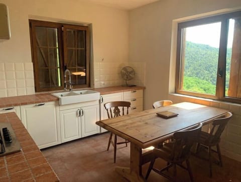 Our Kitchen with panoramic views across the valley.