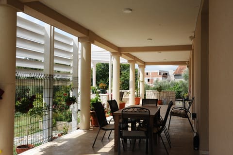 Spacious patio with comfy outdoor furniture