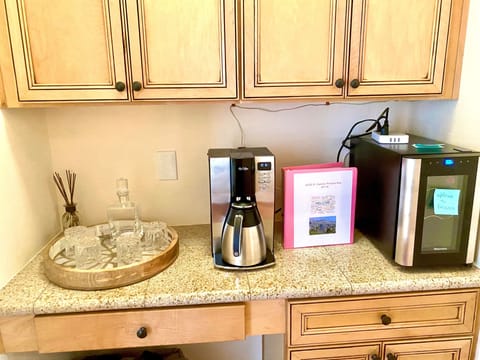 Coffee bar and wine fridge