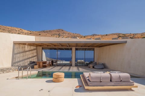 Front view of Beach villa,Heated pool,Incredible view,Agios Pavlos,Crete