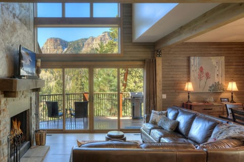 Living Space - Amazing views, wood burning fireplace, TV and Deck