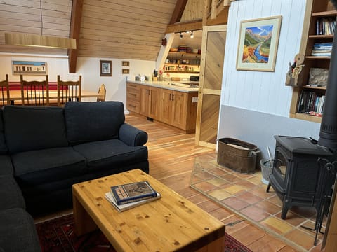 View of kitchen and dining area from entertainment area