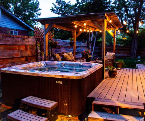 Evening in the salt water hot tub