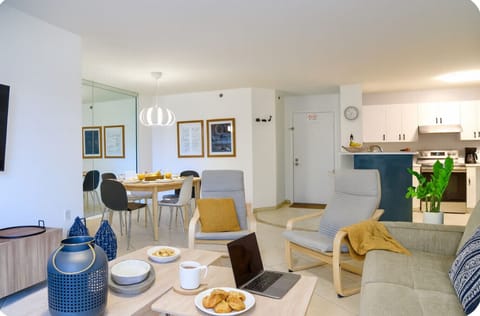 Spacious open-concept living and dining area designed for comfort during extended stays.