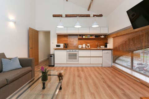 Open plan kitchen, living room and dining area