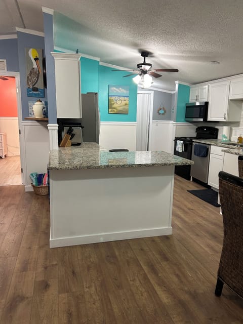 Kitchen view from dining area. 