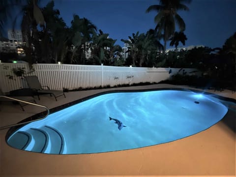 Evening around the pool is truly enchanting.