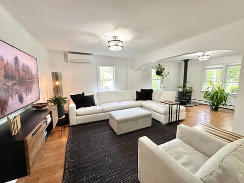 Living Area with 65" TV and generous seating. 