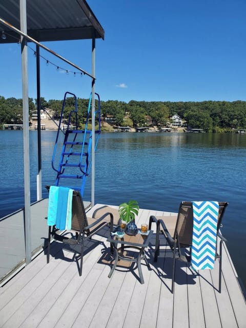 View of the cove off the giant swim platform attached to the dock.  Great place to swim or lounge.