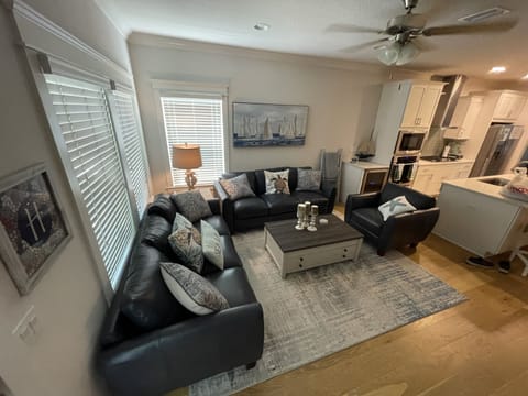 May 2022 We replaced sectional with new leather couches and chair.