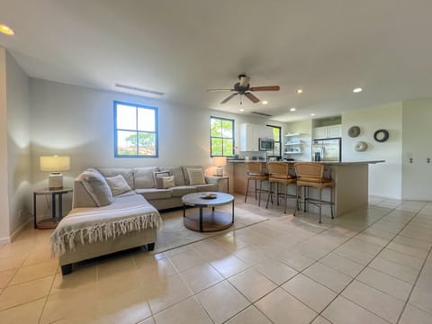 Pacifico C508 has a large open-concept living, kitchen and dining space.  