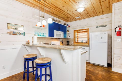 The full kitchen has basic cookware and appliances