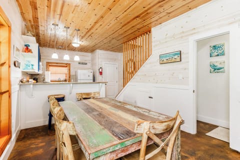 The dining table is great for a meal, game night, or a puzzle