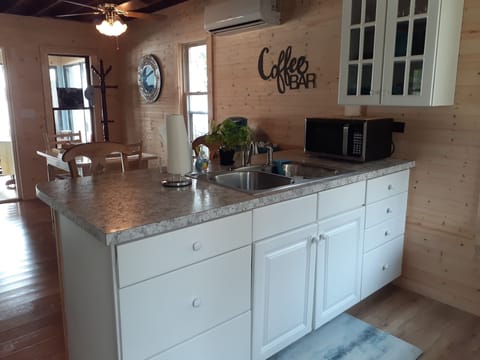 
 New cupboards fully stocked. 