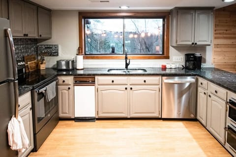 The large, well-appointed kitchen with plenty of counter space