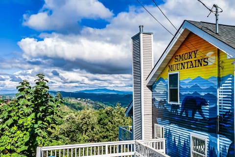 Custom two story hand painted mural of the Smokies! Breathtaking views surround!