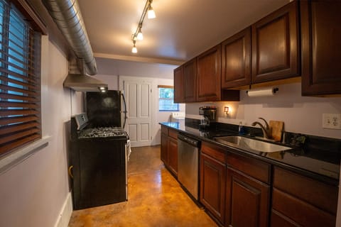 Spacious kitchen with stainless steel appliances