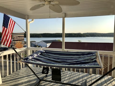 Relax in the hammock under the outdoor fans