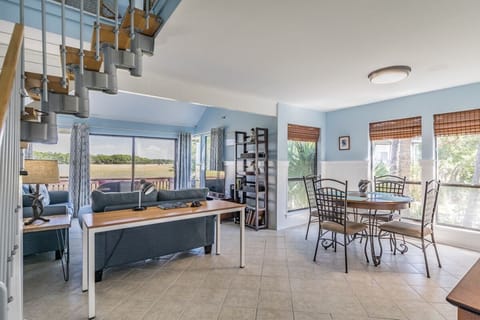 Open concept main floor with view of marsh from literally everywhere