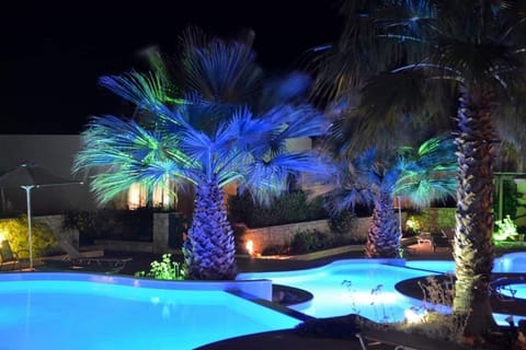 Communal pool at night