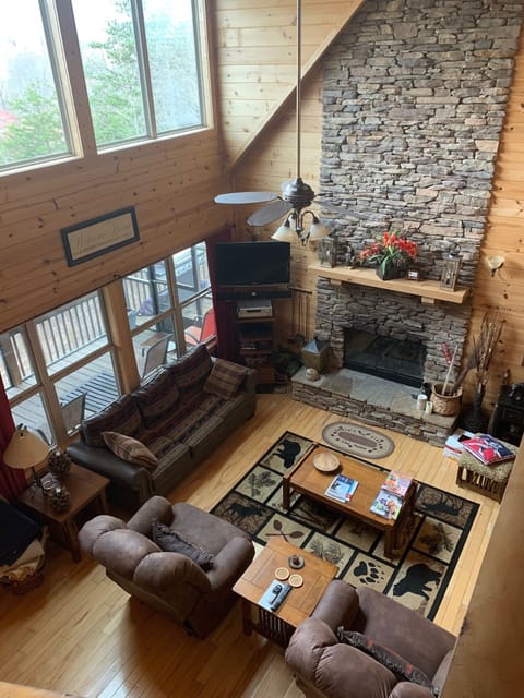 looking down from loft at Great room