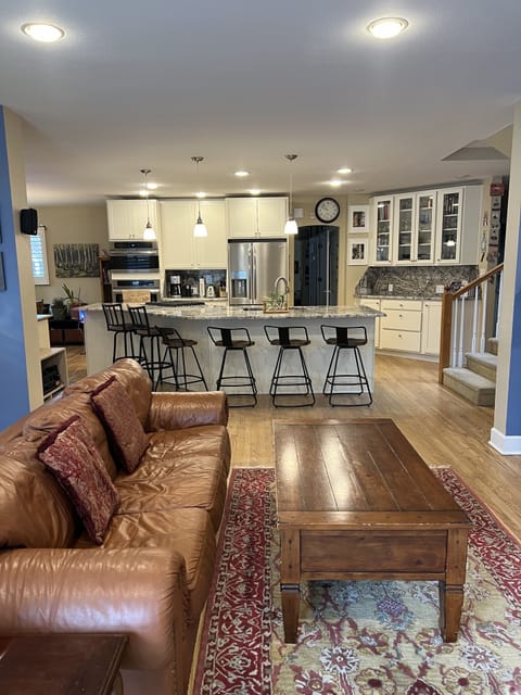 Family room looking into the kitchen.