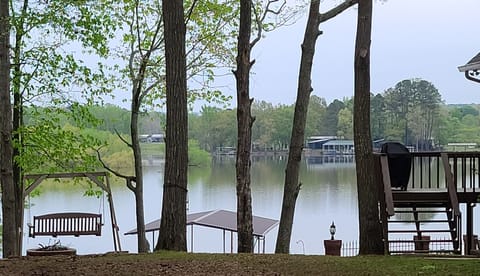 This is the view of the lake from the side yard of the house.
