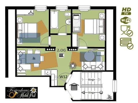 Holiday apartment W 12 /2 bedrooms/bathroom, W - holiday house Hotel Post Apartment in Carinthia, Austria